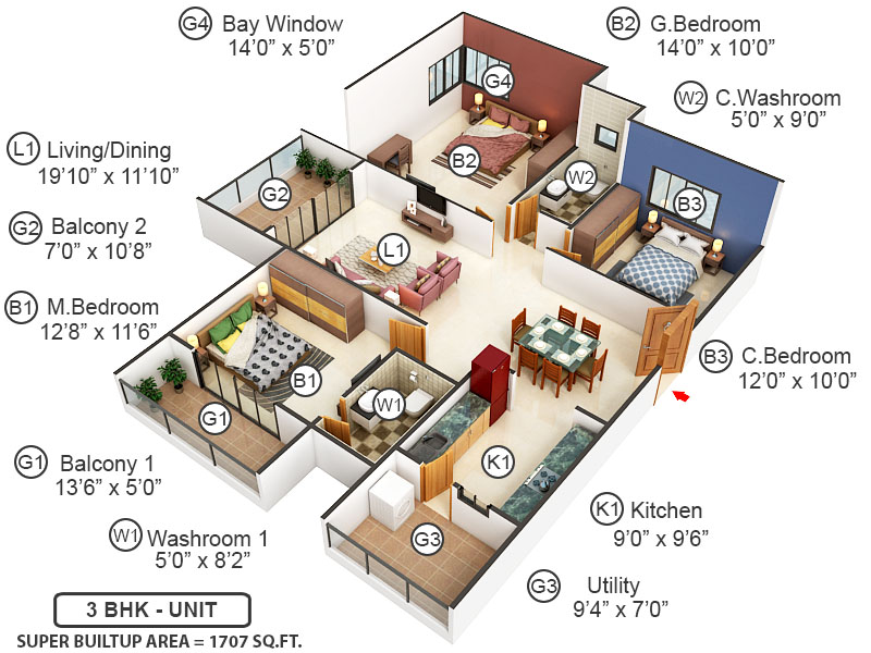 3DFloorPlan of Abhigna Misty Woods