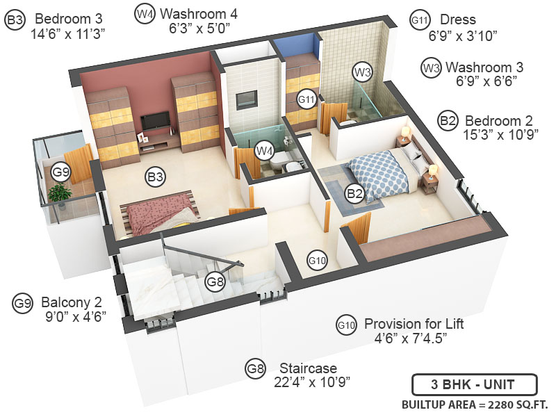 3DFloorPlan of LML Adora