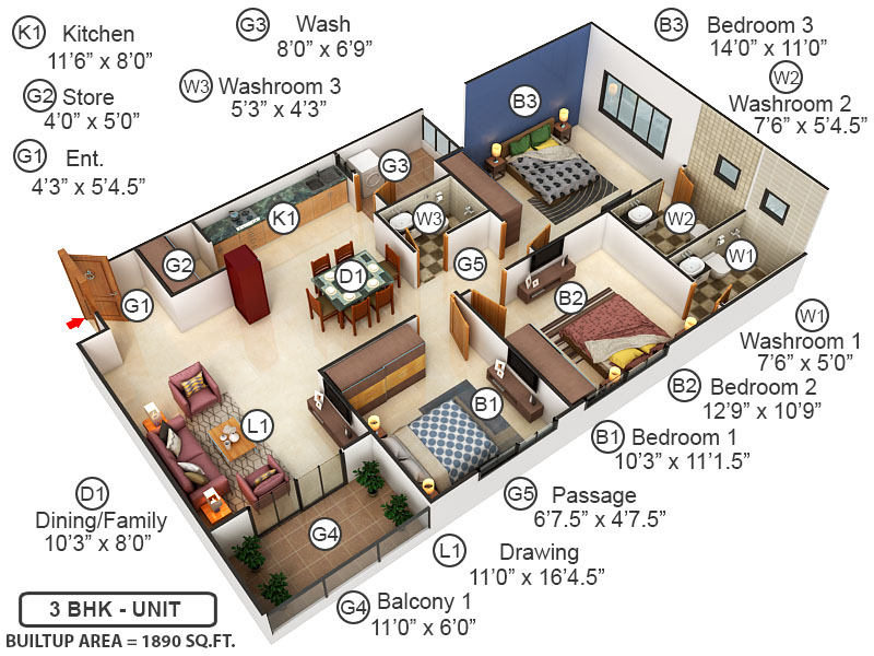 3DFloorPlan of Skylon