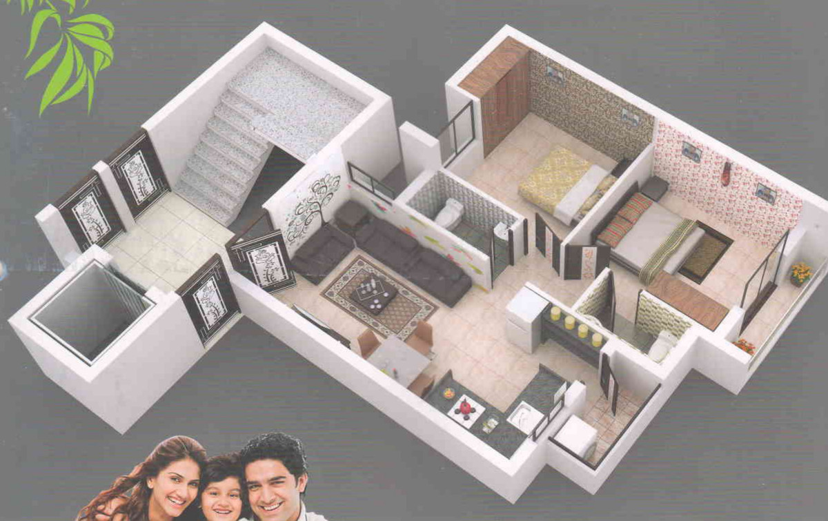 3DFloorPlan of Shree Maruti Hights WIng A B