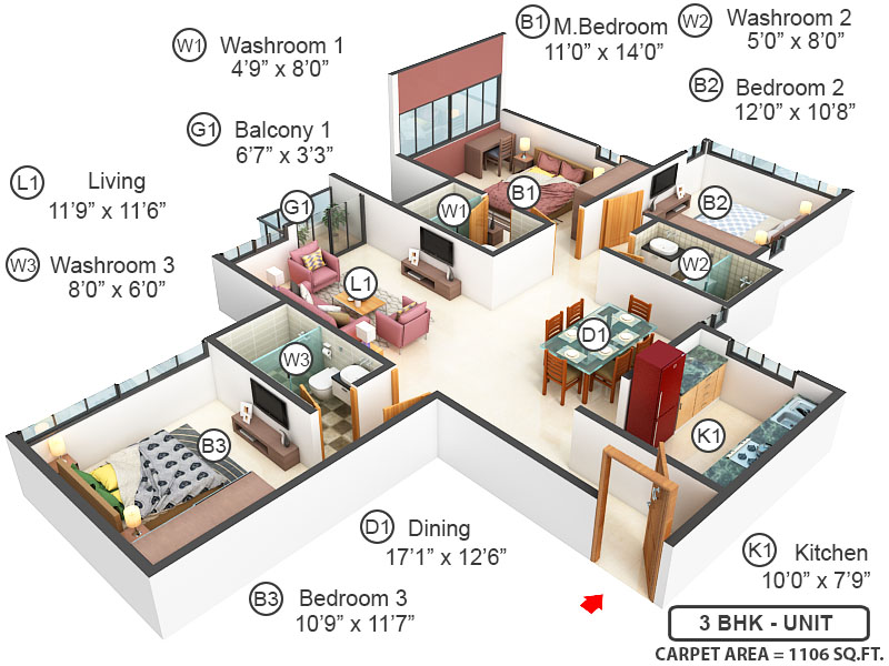 3DFloorPlan of Suraj Palette