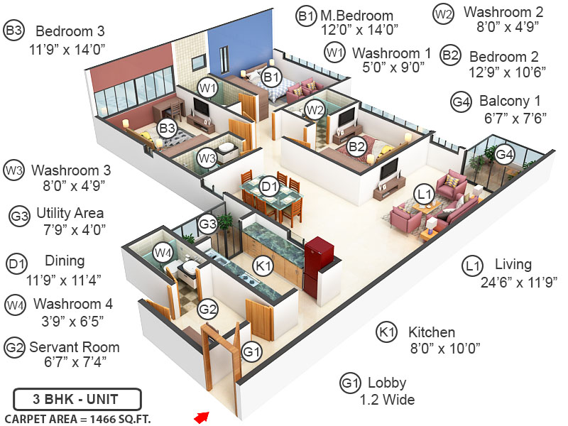 3DFloorPlan of Suraj Palette