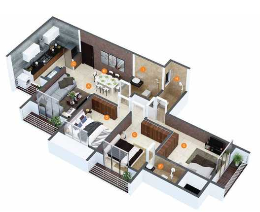 3DFloorPlan of Ekta Parksville Phase I