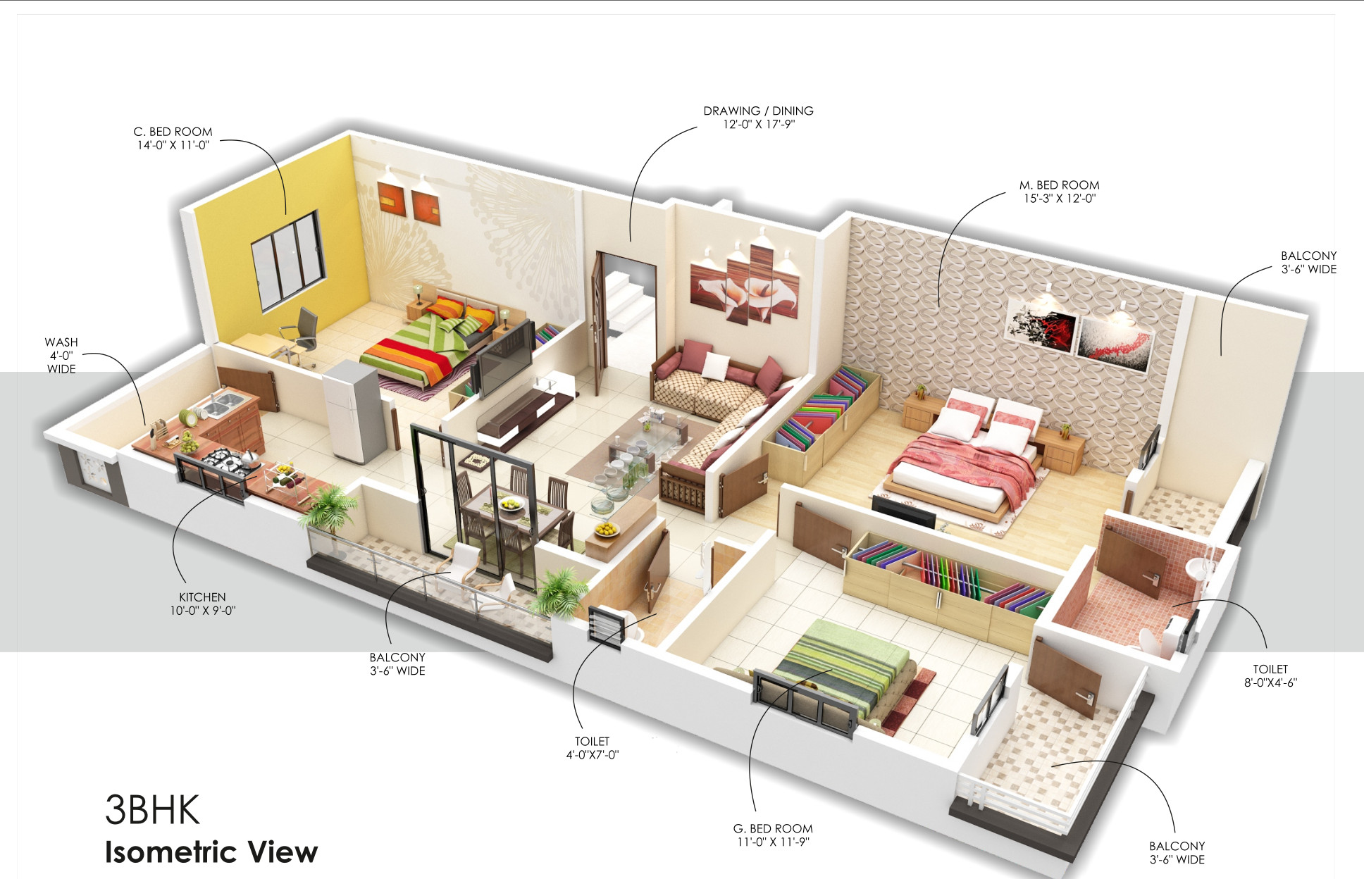 3DFloorPlan of Empire Residency