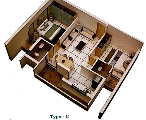 3DFloorPlan of Balaji Shiv Sagar Appartment
