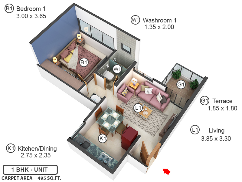 3DFloorPlan of Paranjape Trident