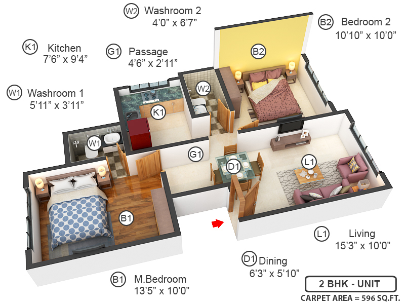 3DFloorPlan of Nutan Yashodhan