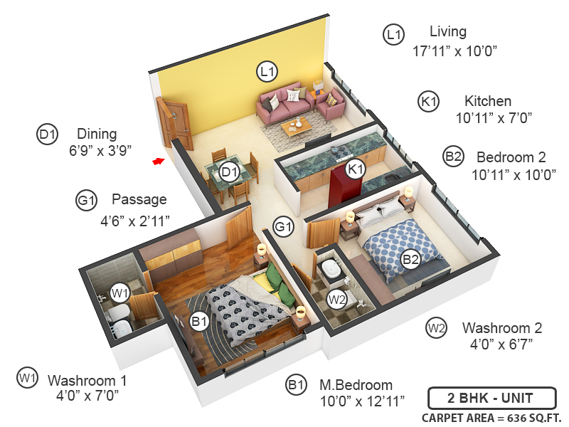 3DFloorPlan of Nutan Yashodhan