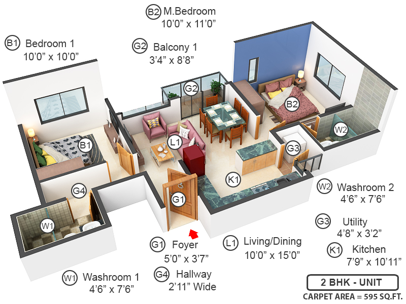 3DFloorPlan of Godrej Ananda Phase 1