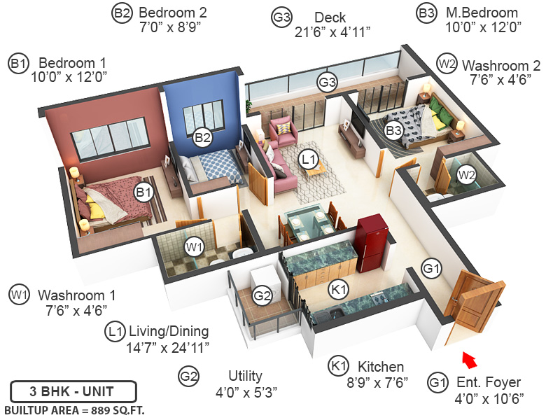 3DFloorPlan of Shapoorji Vanaha