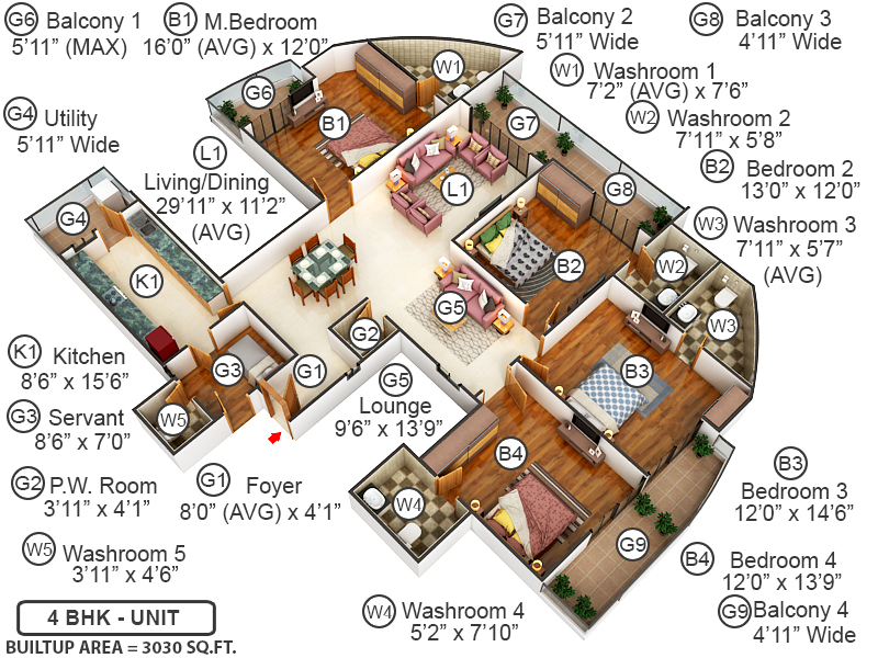 3DFloorPlan of Dasnac Burj Noida