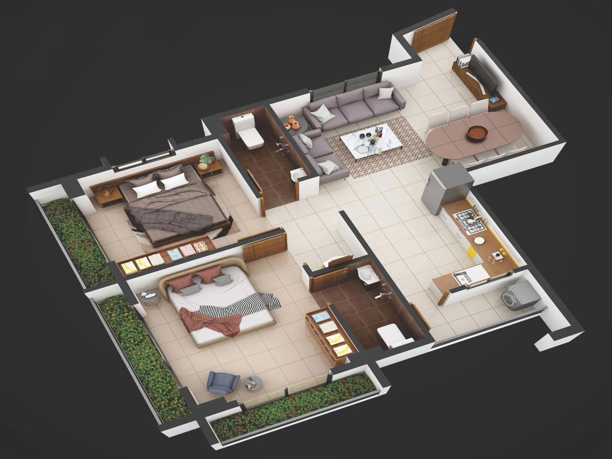 3DFloorPlan of Shiv Devlopers Surya Darshan Heights
