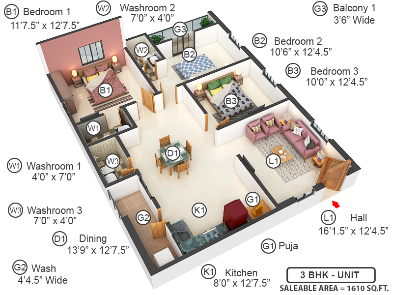 3DFloorPlan of Infocity Emerald