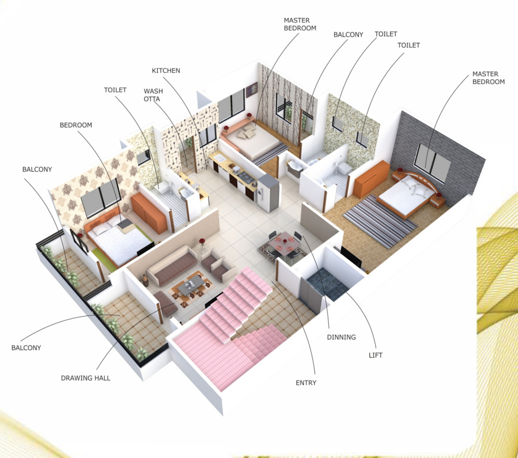 3DFloorPlan of Sri Swapnapurti Shree Ganesh Apartment Nagpur