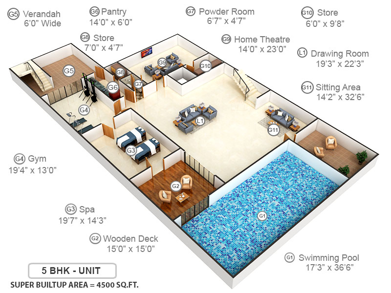 3DFloorPlan of Jain Villa 4