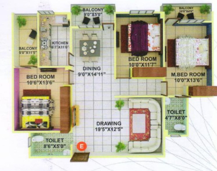 3DFloorPlan of Rudra Ramesh Complex Block C