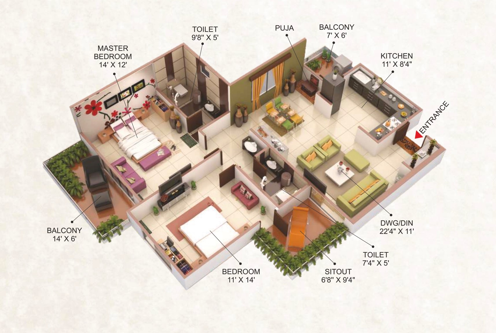 3DFloorPlan of Shree Shiv Aangan Phase 1