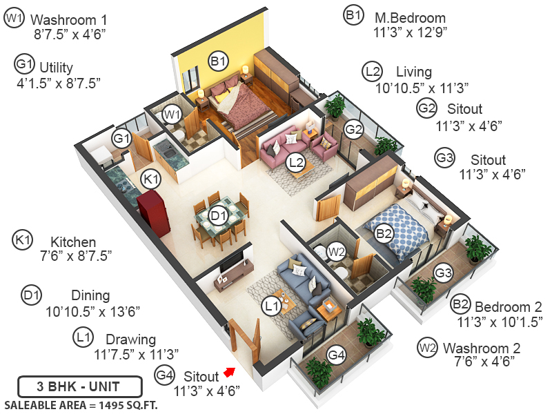3DFloorPlan of IRA Aspiration