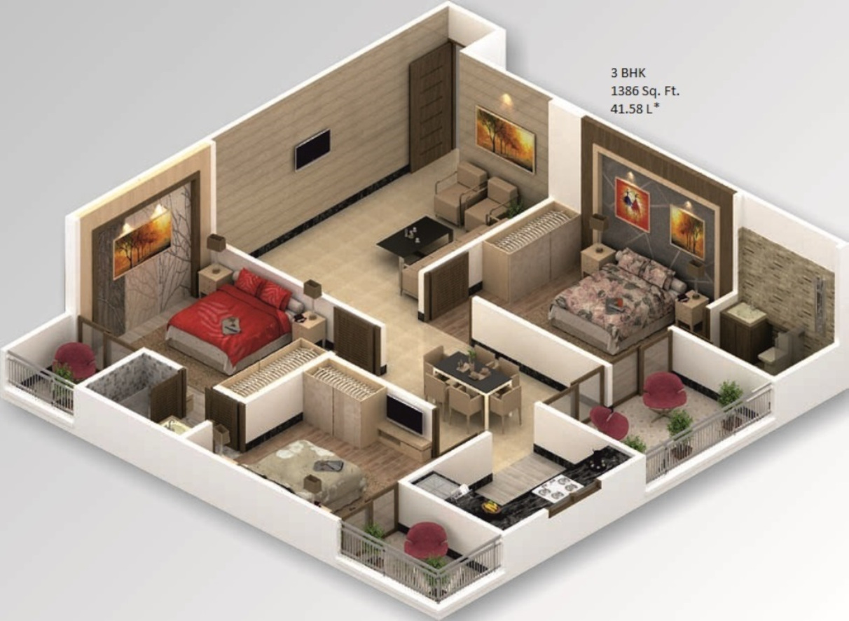 3DFloorPlan of Shivam Heights