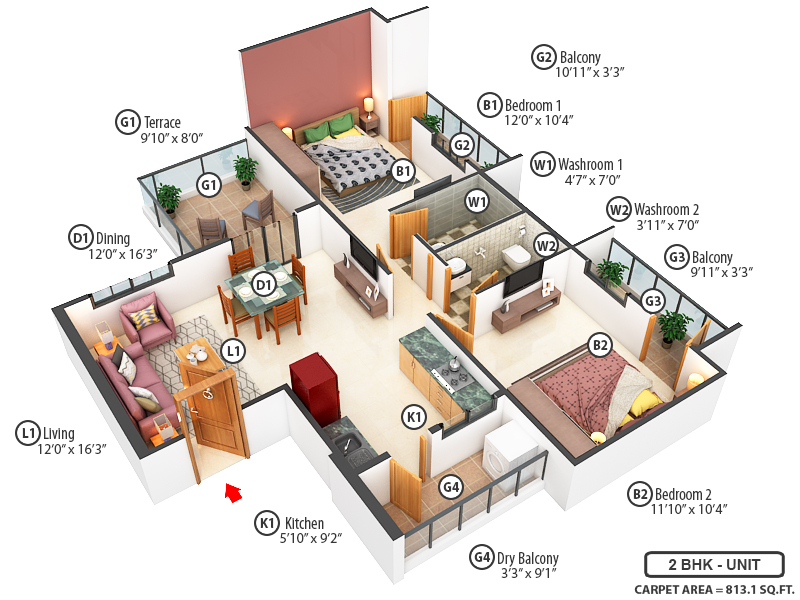 3DFloorPlan of Saga Apartment