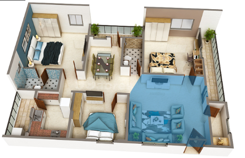 3DFloorPlan of Apple Happy Homes