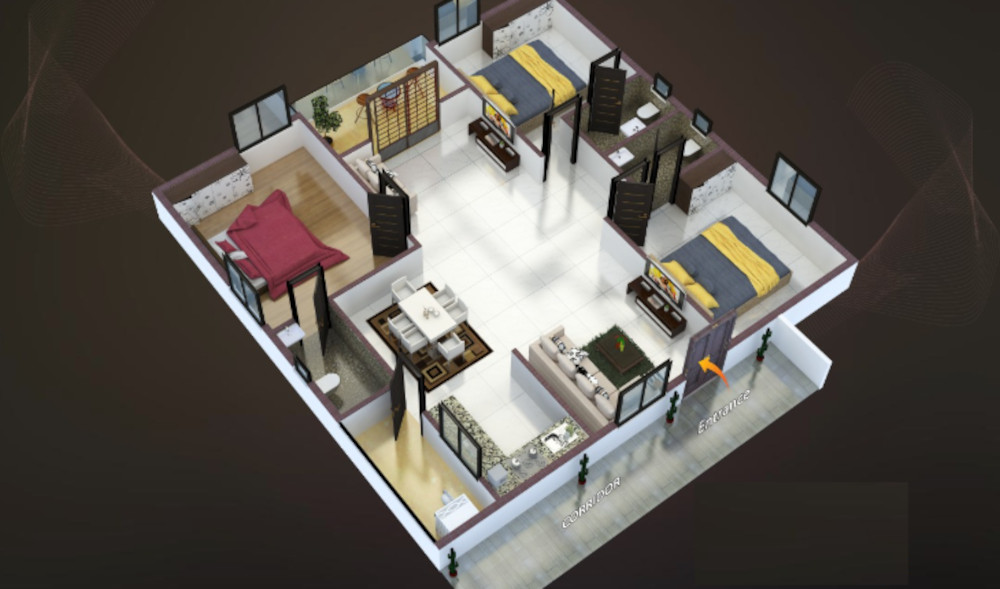 3DFloorPlan of Syamantaka Emerald Heights