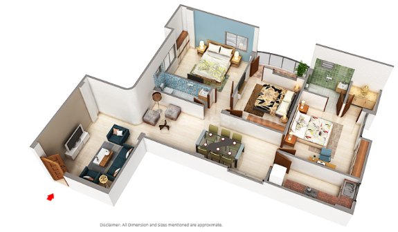 3DFloorPlan of Budha Kamla Mani Enclave