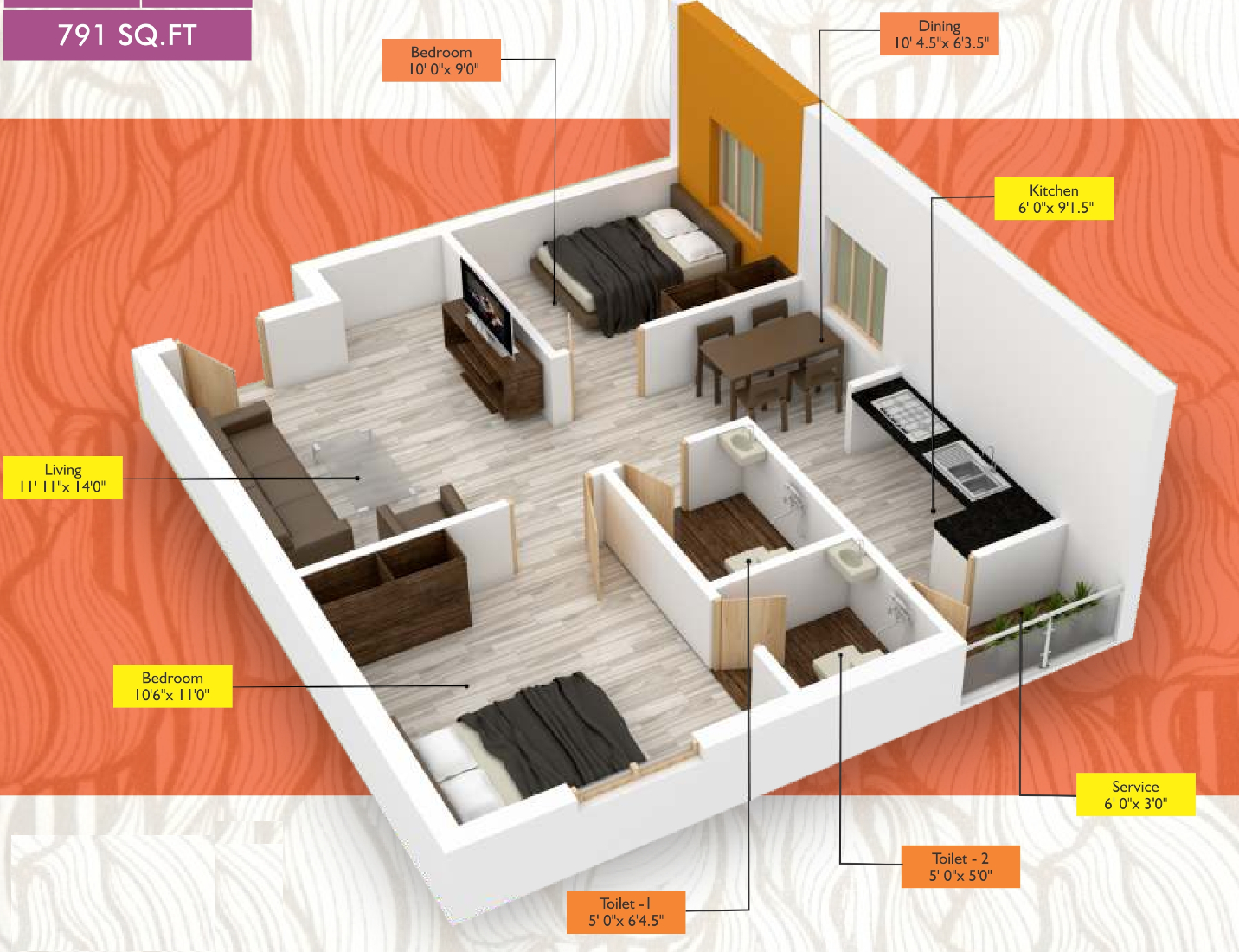 3DFloorPlan of Maaruthi Sesha Sai