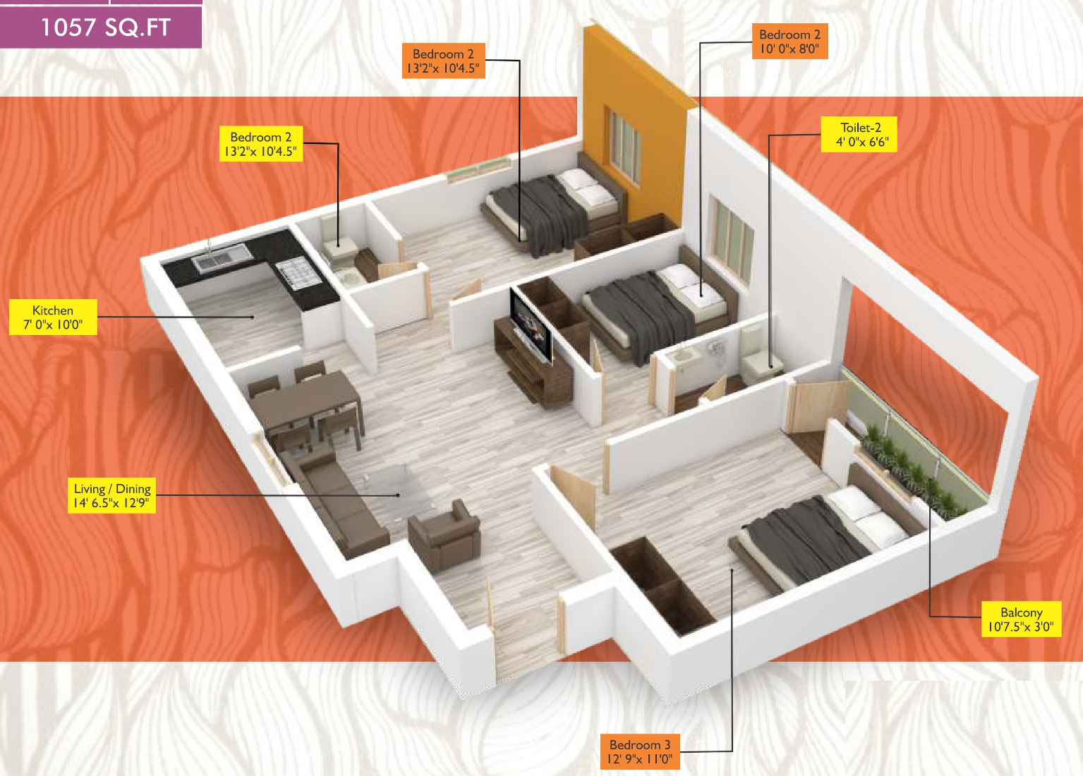 3DFloorPlan of Maaruthi Sesha Sai