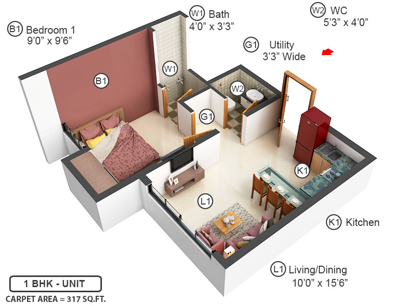 3DFloorPlan of Lodha Crown Splendora