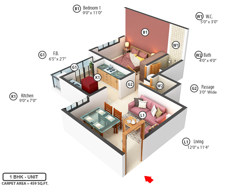 3DFloorPlan of Marathon Nexzone Aster 1