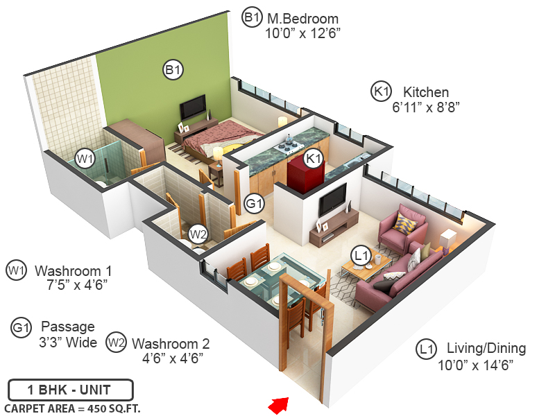 3DFloorPlan of Kalpataru Immensa F