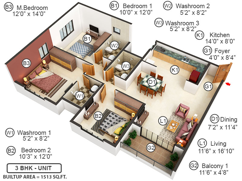 3DFloorPlan of Brigade Gem