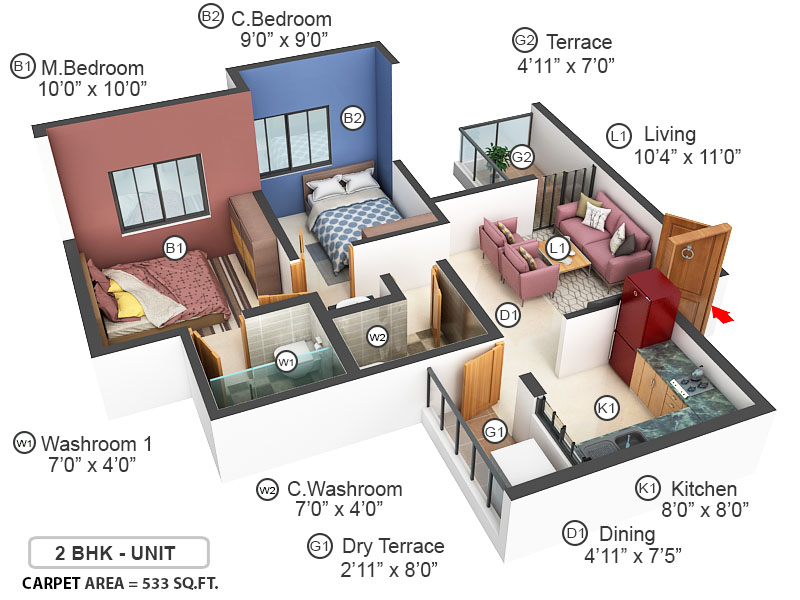3DFloorPlan of Abhimaan Vishwa