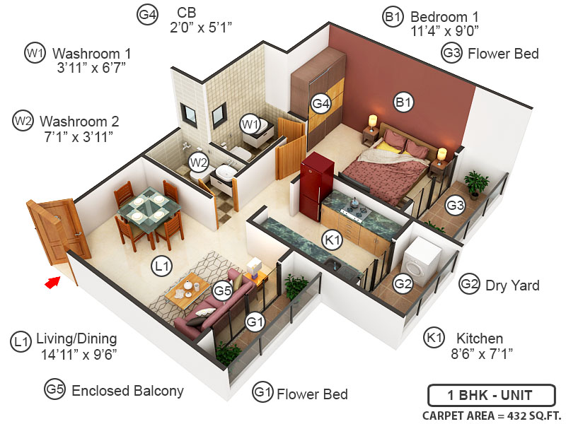 3DFloorPlan of Raj Heritage 1