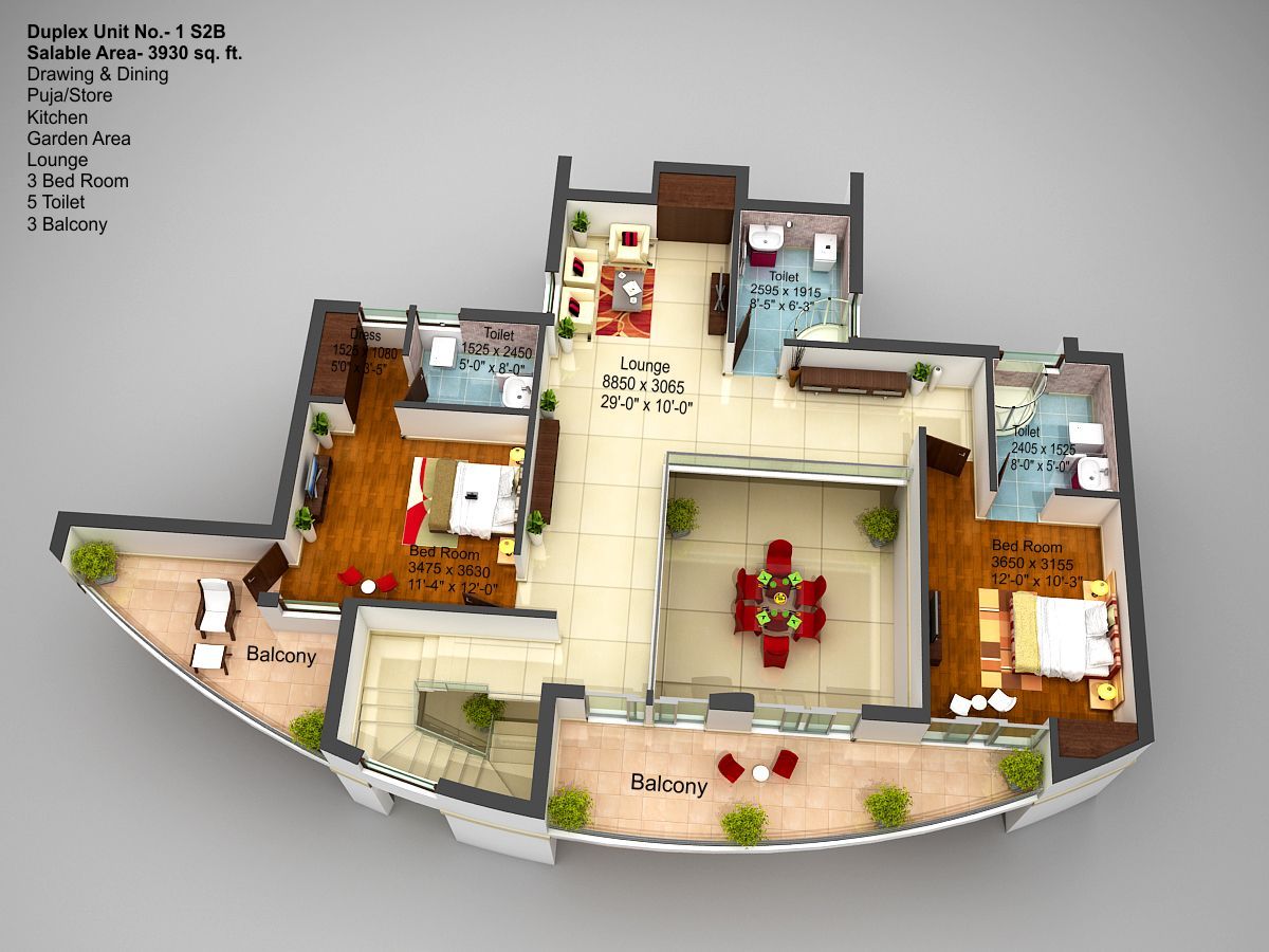 Upper Level Duplex Plan