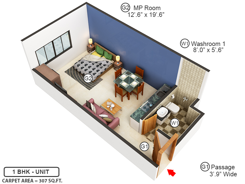 3DFloorPlan of Shreedham Splendour