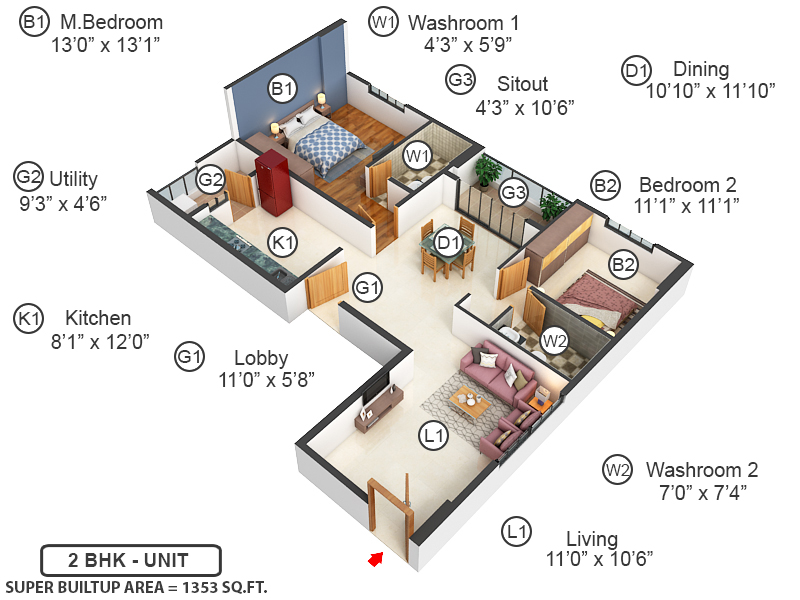 3DFloorPlan of Amrutha Heights Phase II