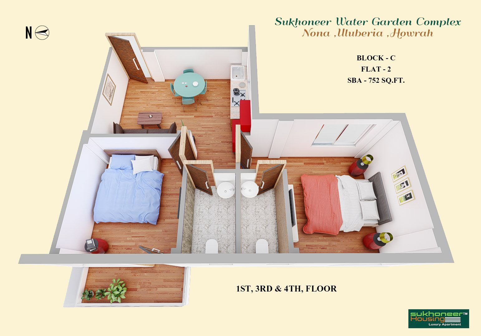 3DFloorPlan of Sukhoneer Water Garden Complex