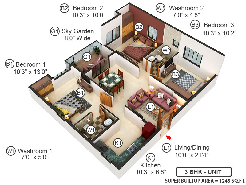 3DFloorPlan of Vinayak Vista