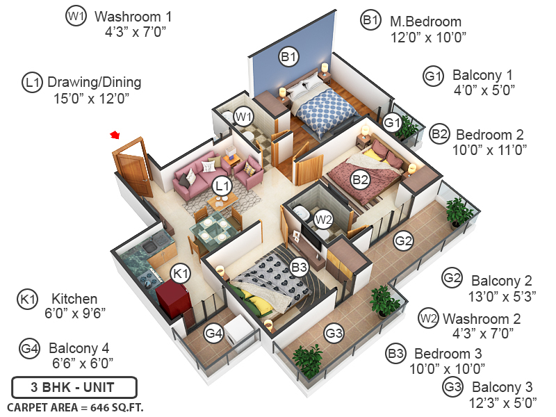 3DFloorPlan of Adore Ananda