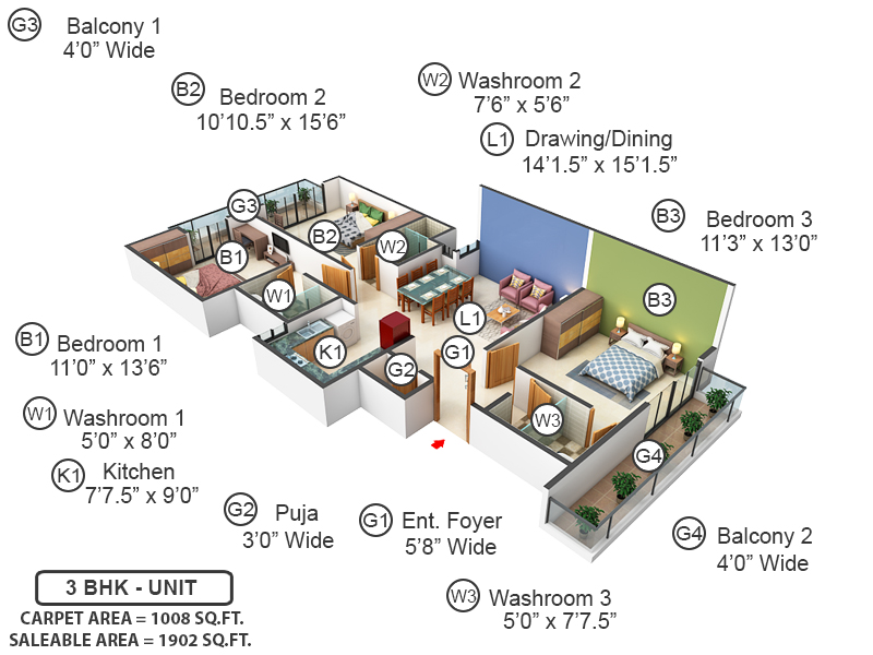 3DFloorPlan of Canyon Splande Plus