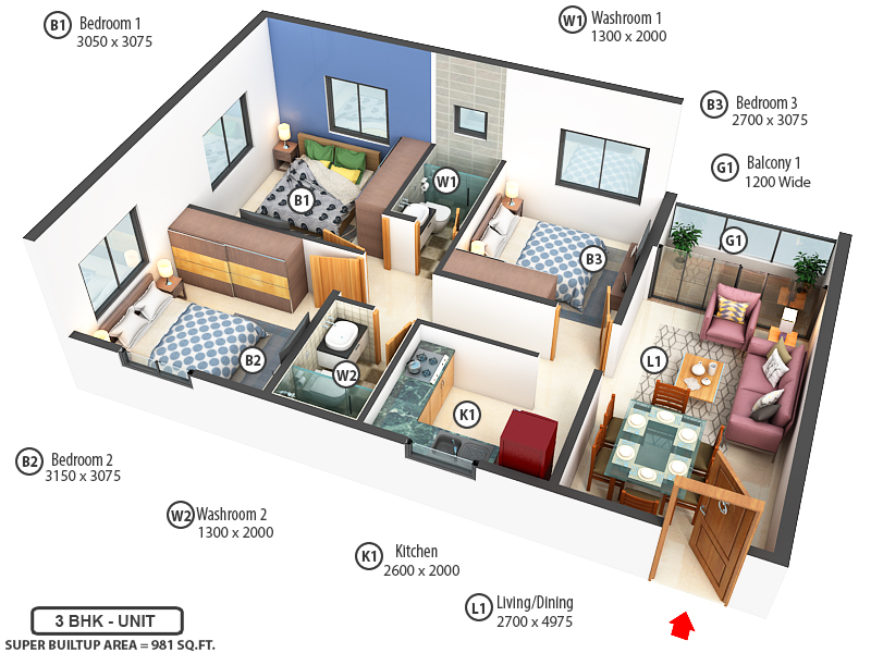 3DFloorPlan of Skyline Imperia