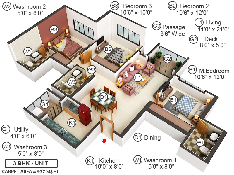3DFloorPlan of Lodha Regalia