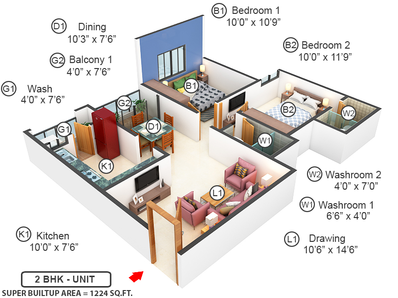 3DFloorPlan of Atharva Landmark