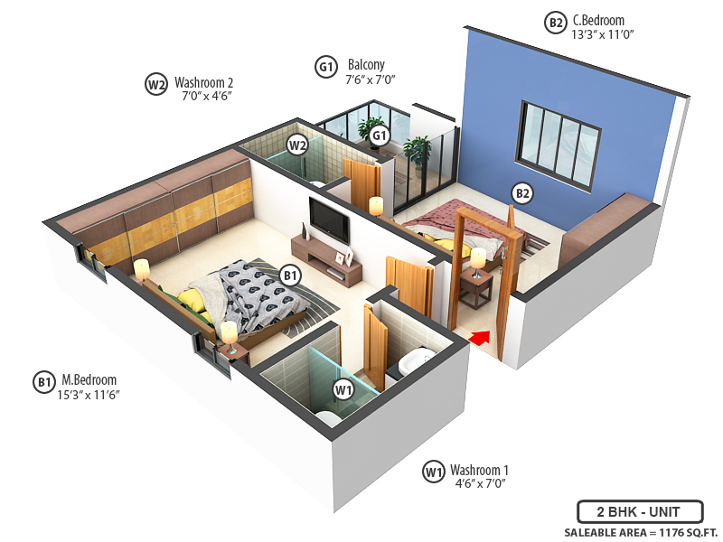 3DFloorPlan of Vathsa Sterling Abode