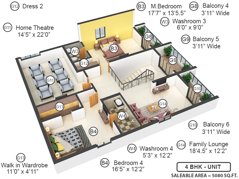 Upper Level Penthouse Plan