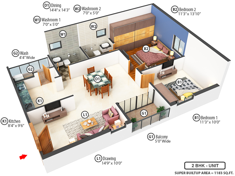 3DFloorPlan of Vantage KVS Raju Towers