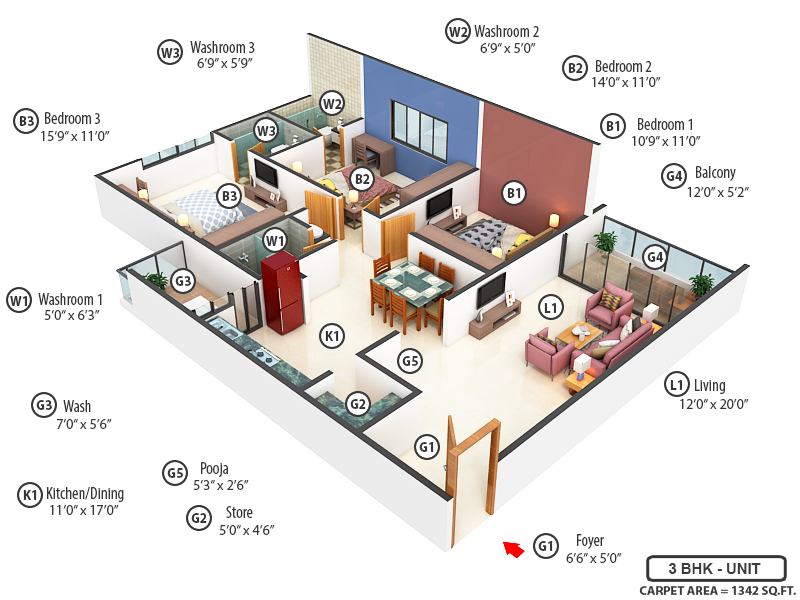 3DFloorPlan of Rashmi Antelia