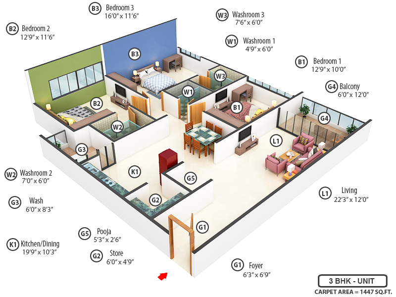 3DFloorPlan of Rashmi Antelia